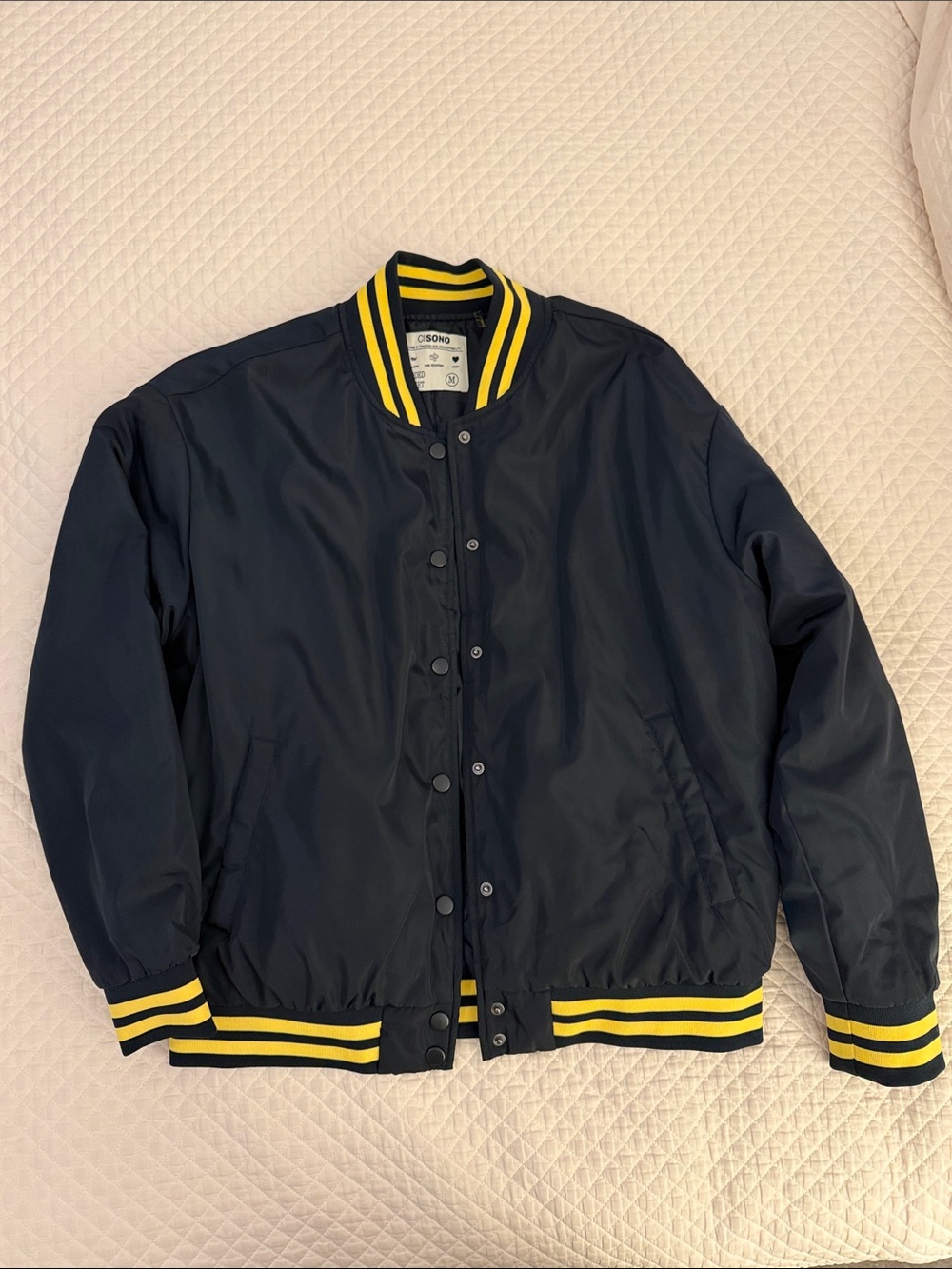 Ci Sono Navy Bomber Jacket with Yellow Trim